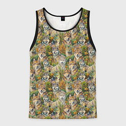 Майка-безрукавка мужская Паттерн волчьих морд, цвет: 3D-черный