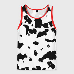 Майка-безрукавка мужская Черно белый пятнистый узор, цвет: 3D-красный