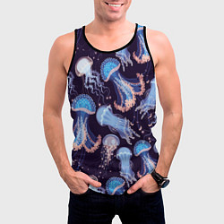 Майка-безрукавка мужская Светящиеся медузы, цвет: 3D-черный — фото 2