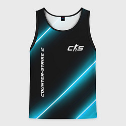 Майка-безрукавка мужская Counter-Strike 2 неоновые лампы, цвет: 3D-черный