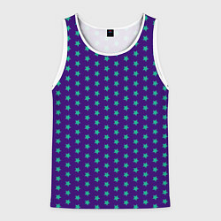 Майка-безрукавка мужская Зеленые звезды паттерн, цвет: 3D-белый