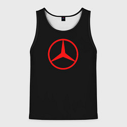 Майка-безрукавка мужская Mercedes logo red, цвет: 3D-черный