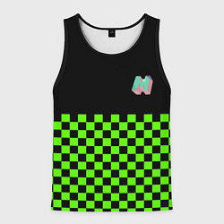 Майка-безрукавка мужская Minecraft клетка, цвет: 3D-черный