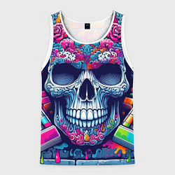 Майка-безрукавка мужская Ai art skull - graffiti, цвет: 3D-белый