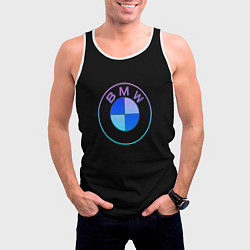 Майка-безрукавка мужская BMW neon logo, цвет: 3D-белый — фото 2