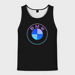 Майка-безрукавка мужская BMW neon logo, цвет: 3D-черный