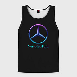 Майка-безрукавка мужская Mercedes neon logo, цвет: 3D-черный