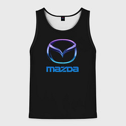 Майка-безрукавка мужская Mazda neon logo, цвет: 3D-черный