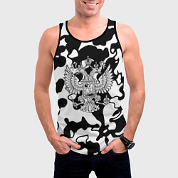 Майка-безрукавка мужская Герб РФ камуфляж текстура, цвет: 3D-черный — фото 2