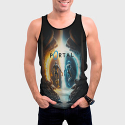 Майка-безрукавка мужская Люди в портале, цвет: 3D-черный — фото 2