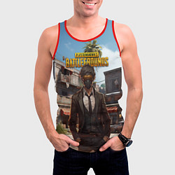 Майка-безрукавка мужская PUBG персонаж в маске, цвет: 3D-красный — фото 2