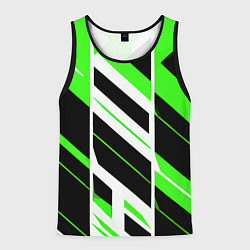 Майка-безрукавка мужская Black and green stripes on a white background, цвет: 3D-черный