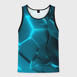 Майка-безрукавка мужская Неоновые холодные голубые плиты в разломе, цвет: 3D-черный