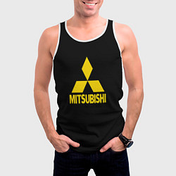 Майка-безрукавка мужская Mitsubishi logo yelow, цвет: 3D-белый — фото 2