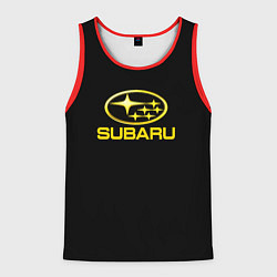 Майка-безрукавка мужская Subaru logo yellow, цвет: 3D-красный