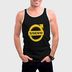 Майка-безрукавка мужская Volvo yellow logo, цвет: 3D-белый — фото 2