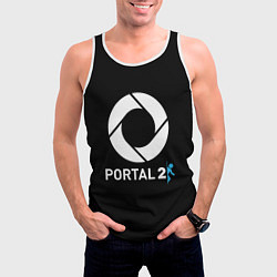 Майка-безрукавка мужская Portal2 logo game, цвет: 3D-белый — фото 2