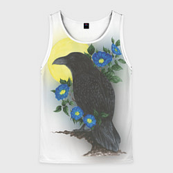 Майка-безрукавка мужская Чёрный ворон на ветке, цвет: 3D-белый