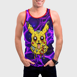 Майка-безрукавка мужская Растекшийся Пикачу зомби на неоне, цвет: 3D-красный — фото 2