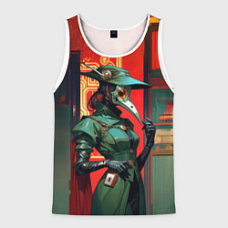Майка-безрукавка мужская Винтажная девушка чумной доктор, цвет: 3D-белый