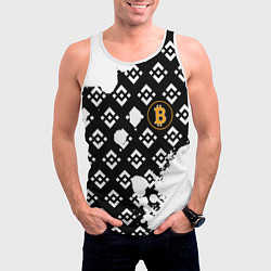 Майка-безрукавка мужская Bitcoin pattern binance, цвет: 3D-белый — фото 2