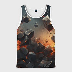 Майка-безрукавка мужская Эпичный взрыв из камней, цвет: 3D-белый