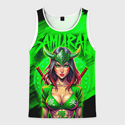 Майка-безрукавка мужская Девушка самурай с рогами, цвет: 3D-белый