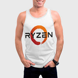 Майка-безрукавка мужская AMD ryzen logo white, цвет: 3D-белый — фото 2