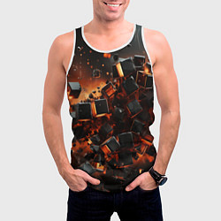 Майка-безрукавка мужская Черные кубики во взрыве абстракции, цвет: 3D-белый — фото 2