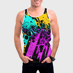 Майка-безрукавка мужская Разноцветная неоновая абстракция - нейроарт, цвет: 3D-белый — фото 2