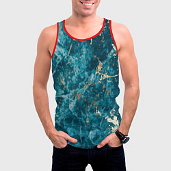 Майка-безрукавка мужская Мраморная текстура с золотом, цвет: 3D-красный — фото 2