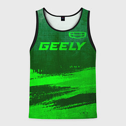 Майка-безрукавка мужская Geely - green gradient посередине, цвет: 3D-черный