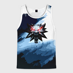 Майка-безрукавка мужская Ведьмак лого волк, цвет: 3D-белый