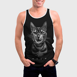Майка-безрукавка мужская Cat meow black and white - big picture, цвет: 3D-белый — фото 2
