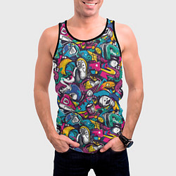 Майка-безрукавка мужская Граффити спортивные принадлежности, цвет: 3D-черный — фото 2
