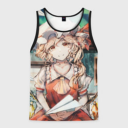 Майка-безрукавка мужская Touhou Project Flandre милая с бумажным самолётико, цвет: 3D-черный