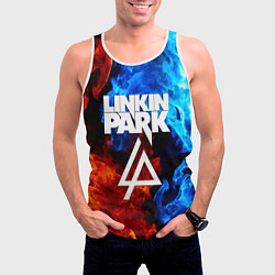 Майка-безрукавка мужская Linkin park битва огней, цвет: 3D-белый — фото 2