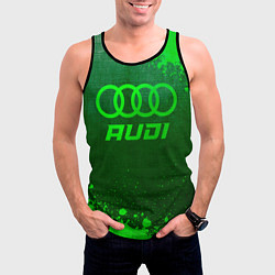 Майка-безрукавка мужская Audi - green gradient, цвет: 3D-черный — фото 2