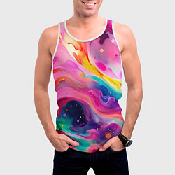 Майка-безрукавка мужская Акварельный узор, цвет: 3D-белый — фото 2