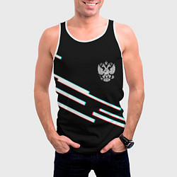 Майка-безрукавка мужская Полосы герб спорт, цвет: 3D-белый — фото 2