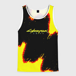 Майка-безрукавка мужская Cyberpunk 2077 огненный стиль, цвет: 3D-белый