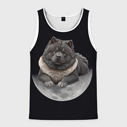 Майка-безрукавка мужская Чау-чау и луна, цвет: 3D-белый