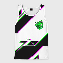 Майка-безрукавка мужская Cyberpunk logo geometry, цвет: 3D-белый