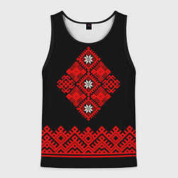 Майка-безрукавка мужская Вышиванка обережная - род, цвет: 3D-черный