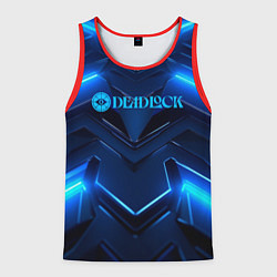 Майка-безрукавка мужская Deadlock logo и синий неон, цвет: 3D-красный