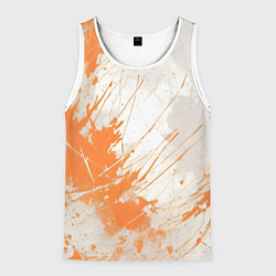 Мужская майка без рукавов Оранжевая краска на белом
