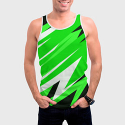 Майка-безрукавка мужская Geometry stripes green, цвет: 3D-белый — фото 2