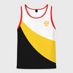 Майка-безрукавка мужская Сокрушу пред ним врагов его малый желтый герб Нико, цвет: 3D-красный