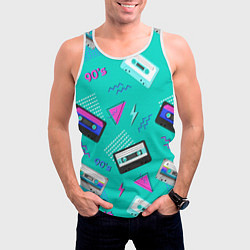 Майка-безрукавка мужская Бирюзовая кассета из 90-х, цвет: 3D-белый — фото 2