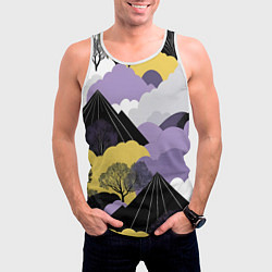 Майка-безрукавка мужская Япония горы, цвет: 3D-белый — фото 2